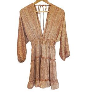 Anthropologie Moon River Boho Deep V-Neck Tiered Ruffle Dress - Women’s S